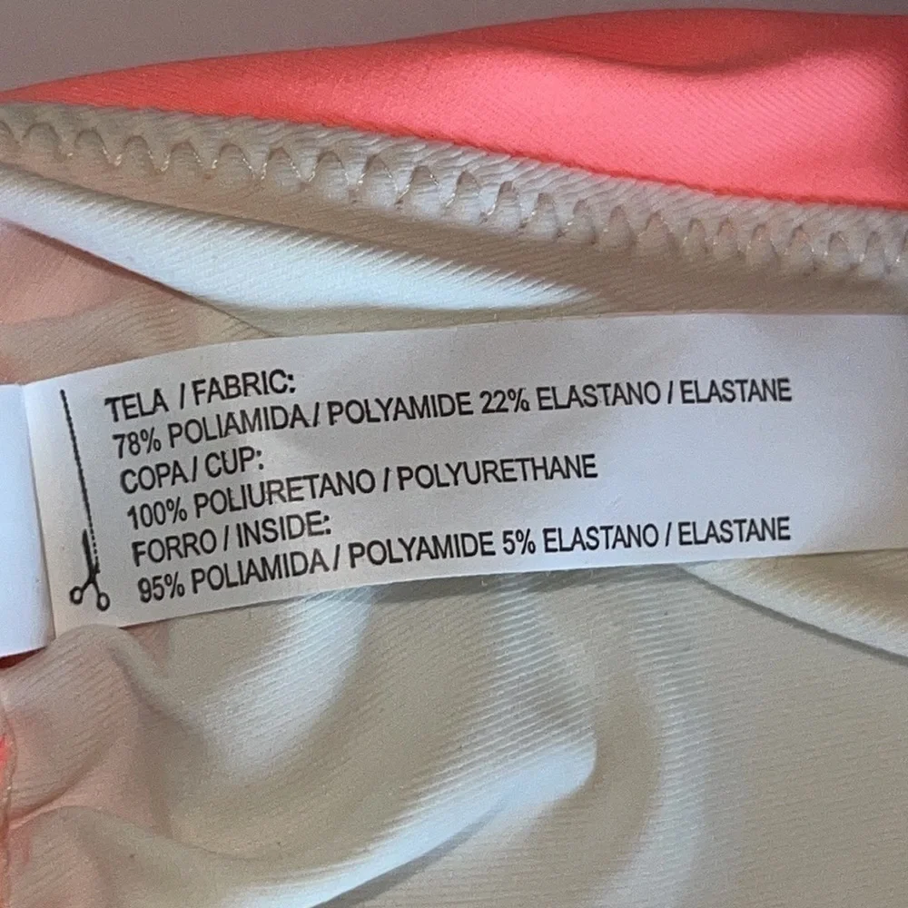 NWT Touché Balneaire Neon Orange And Black Halter/Shoulder Strap Bikini Top